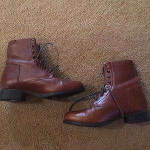 Brown leather boots