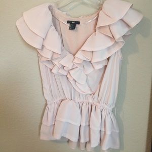 H&M Light Pink Peplum Top