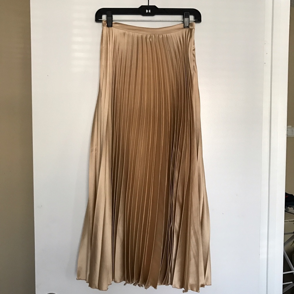 Asos Silk Pleated Maxi Skirt (Cream)