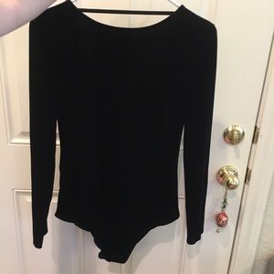 NWOT Mango Black Velvet Backless Bodysuit