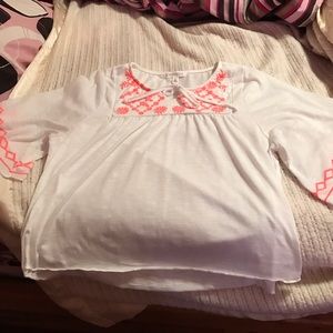 Aeropostale white and coral peasant top