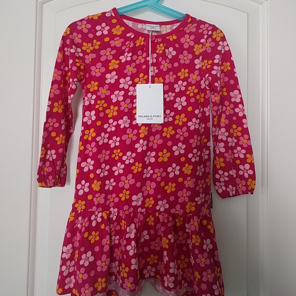 Polarn O. Pyret pink floral dress bnwt size 2-3 y