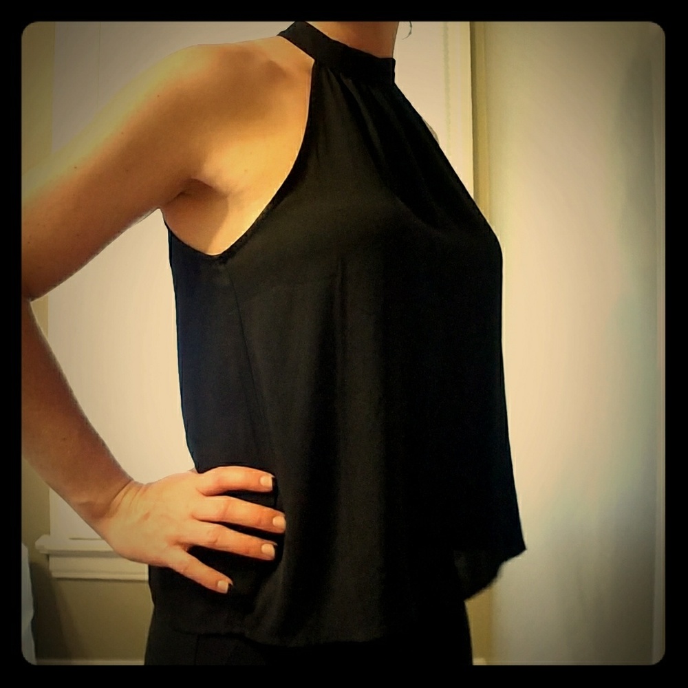 Black chiffon halter top