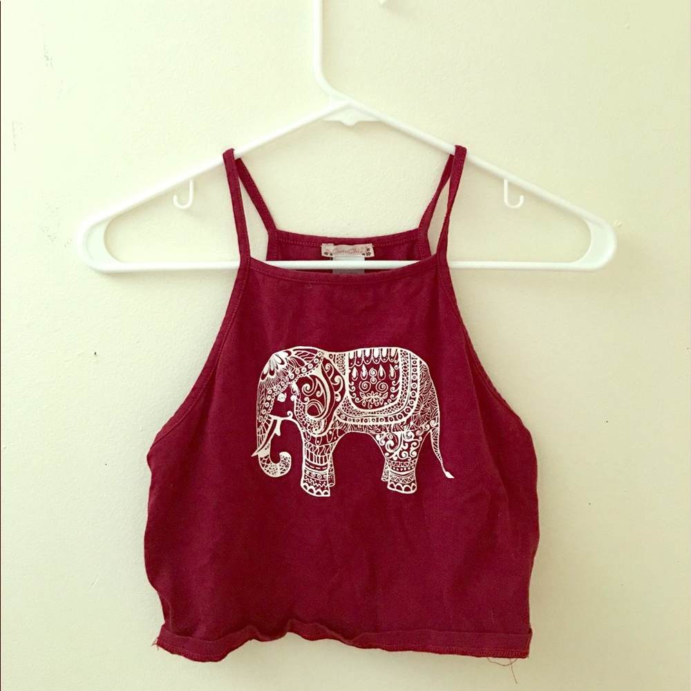 Red elephant tribal crop top