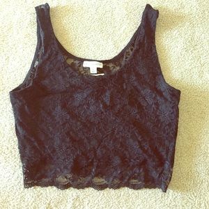 Black lace crop top