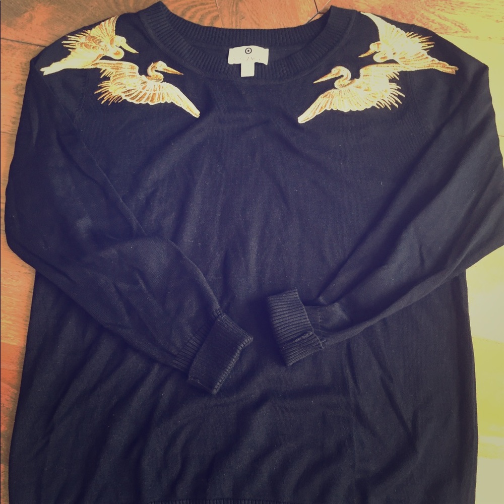 Altuzzara for Target black and gold cranes sweater