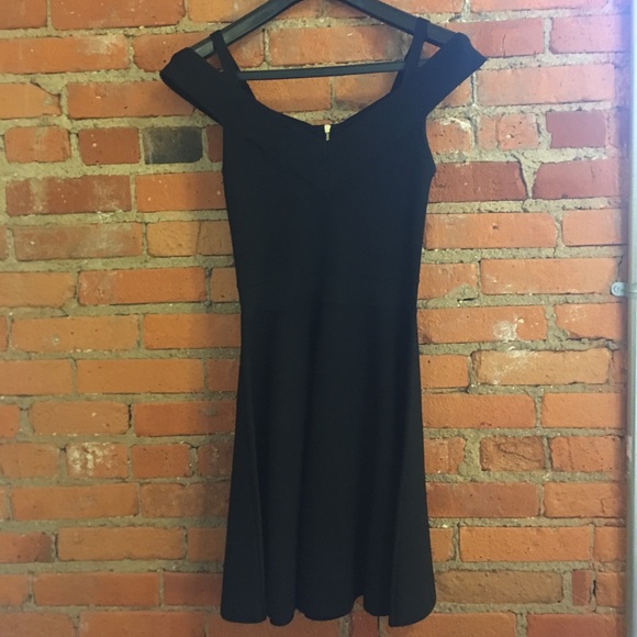 Milly black off the shoulder fit and flare dress - Picture 3 of 7