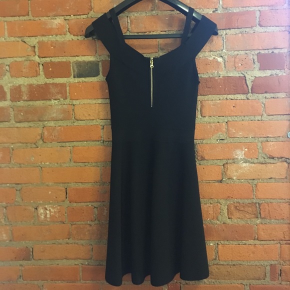 Milly black off the shoulder fit and flare dress - Picture 6 of 7