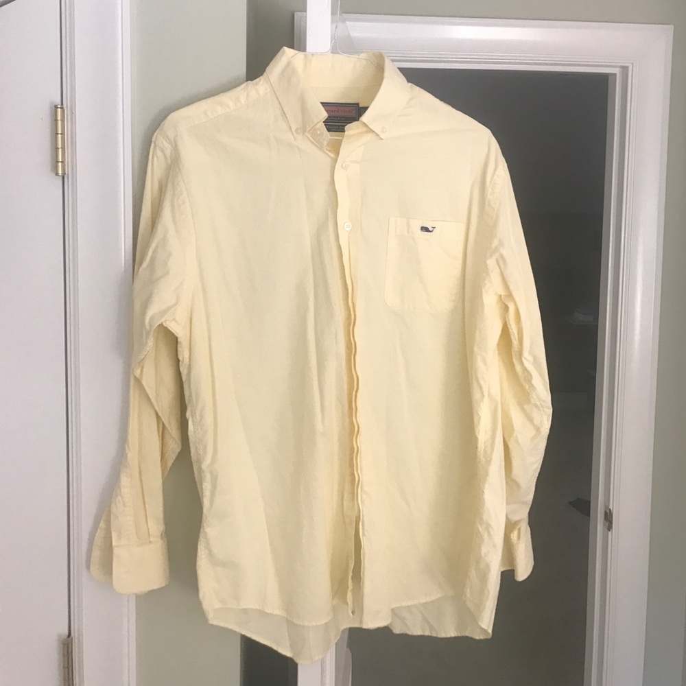 Yellow Button down Vineyard Vines shirt