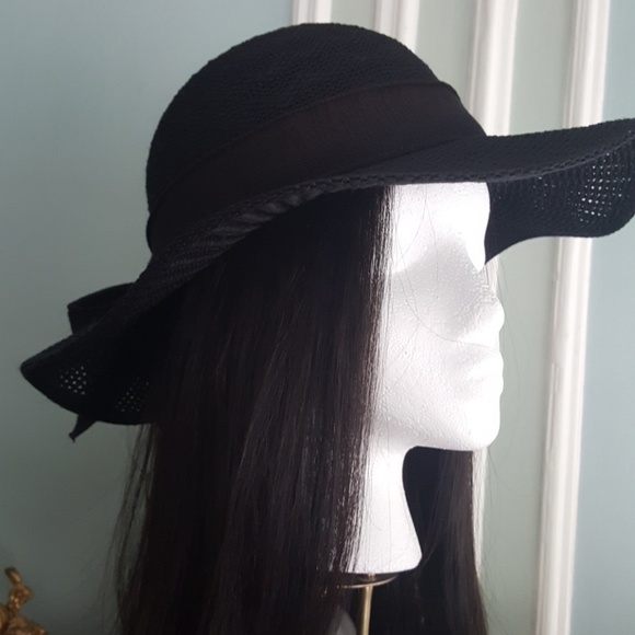 Black floppy hat woven material - Picture 1 of 3