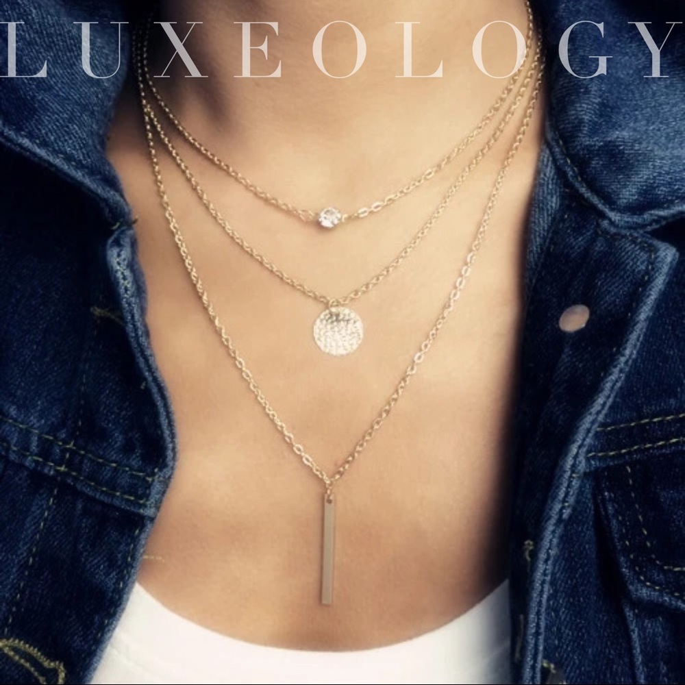 Triple Strand Layered Necklace