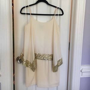 cream and sequin mini dress
