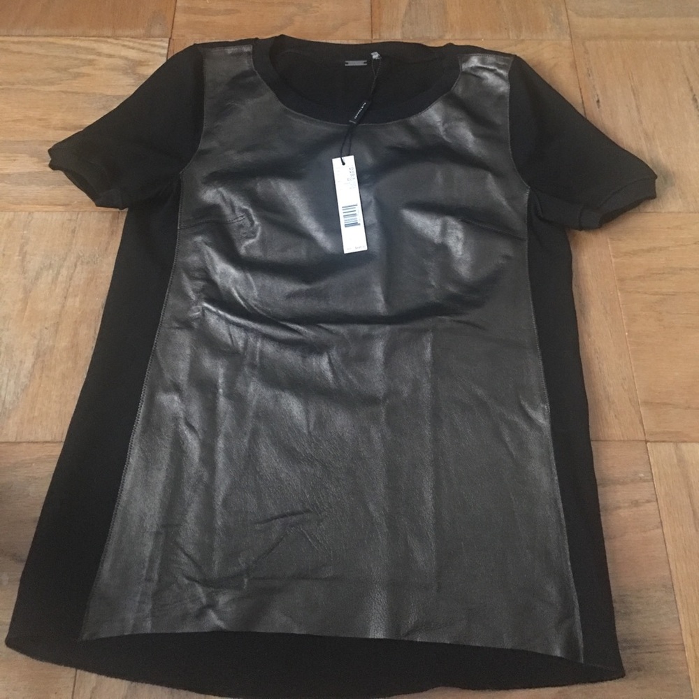 Elie  Tahari front leather shirt size XS