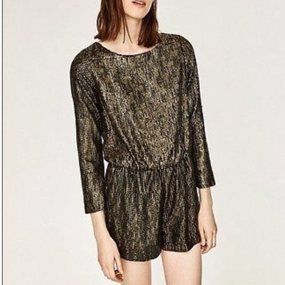 zara sequin romper