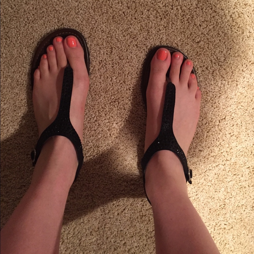 Sparkly black sandals