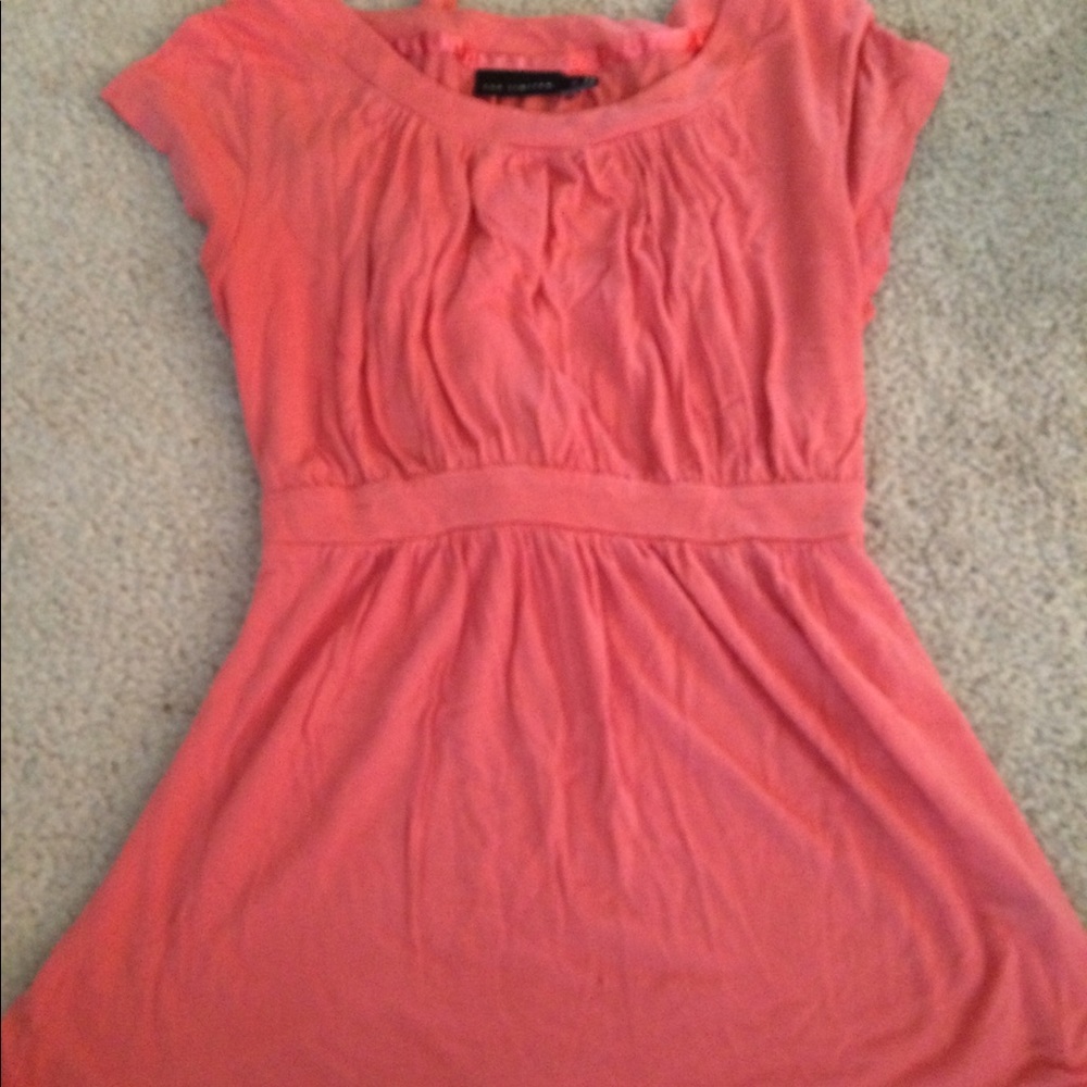 Peach babydoll tie waist top