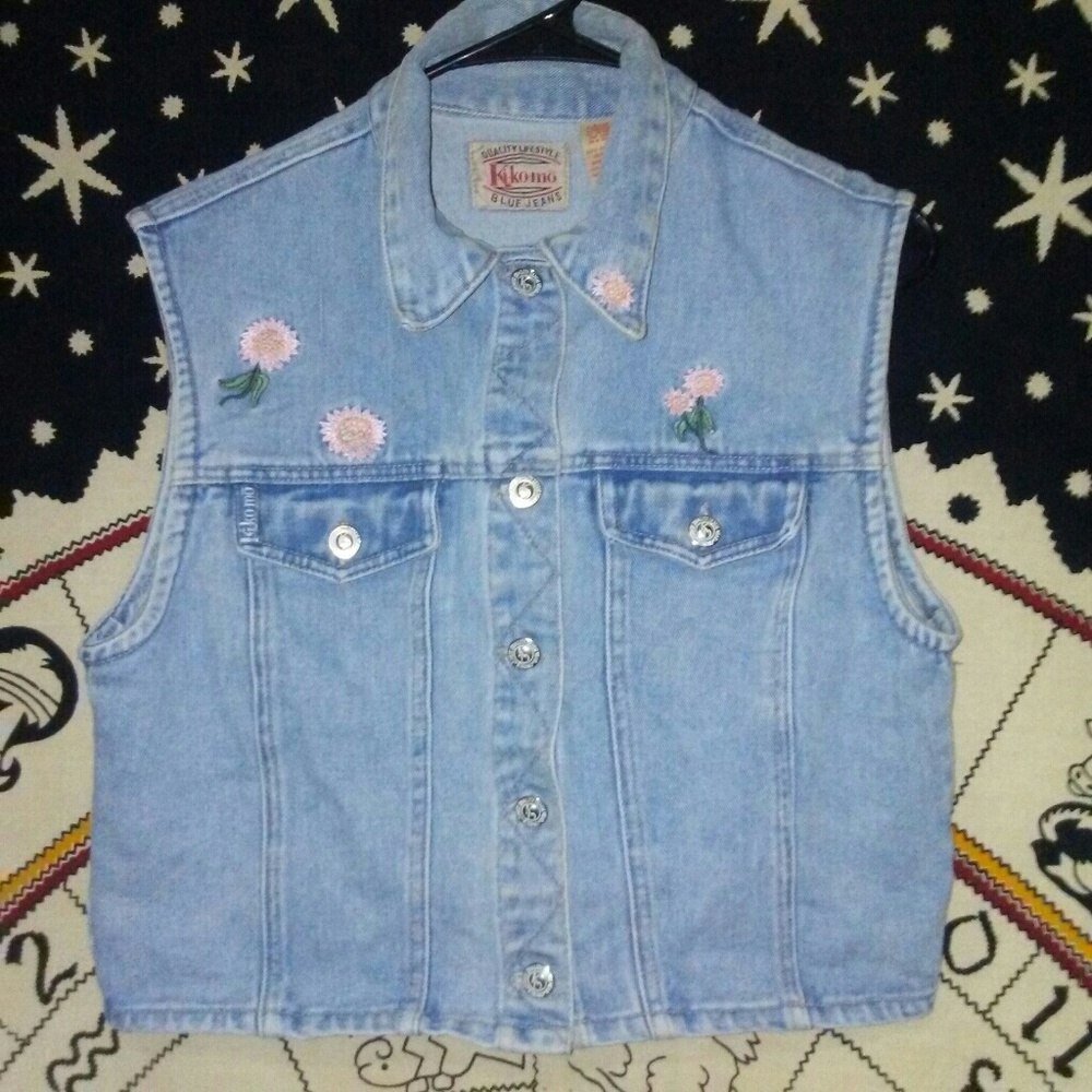 Vintage Ki-ko-mo Jean Jacket with Floral Accents