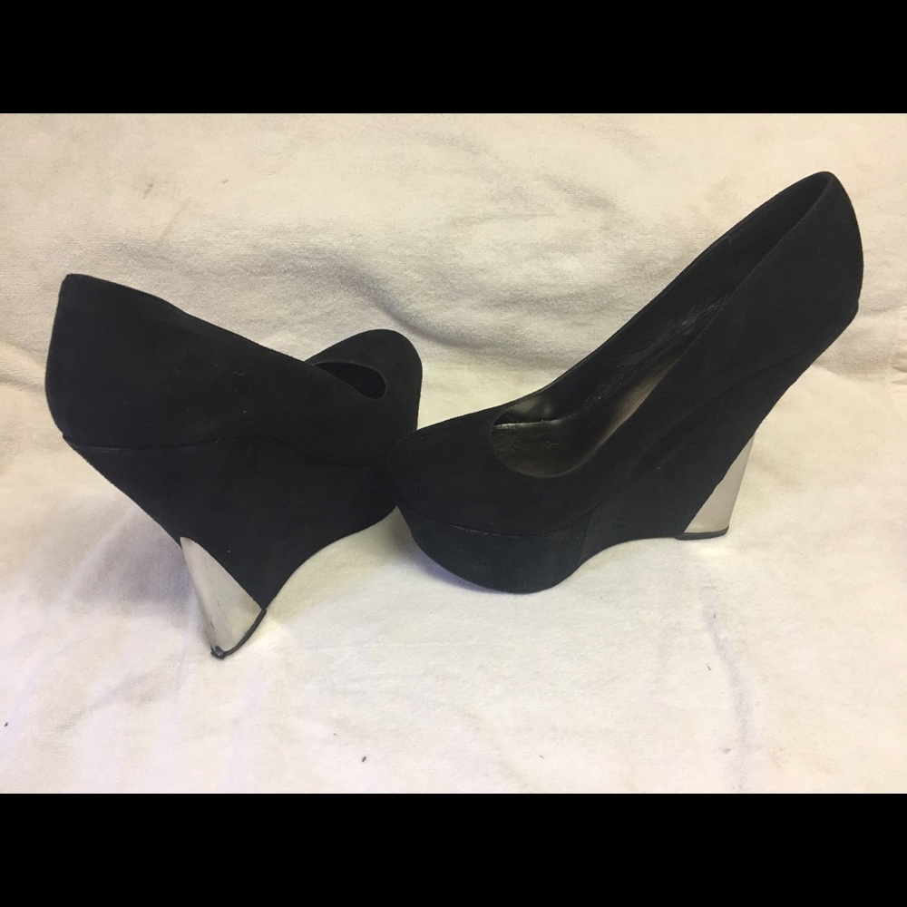 Sueded Black Wedges from Bakers Shoes