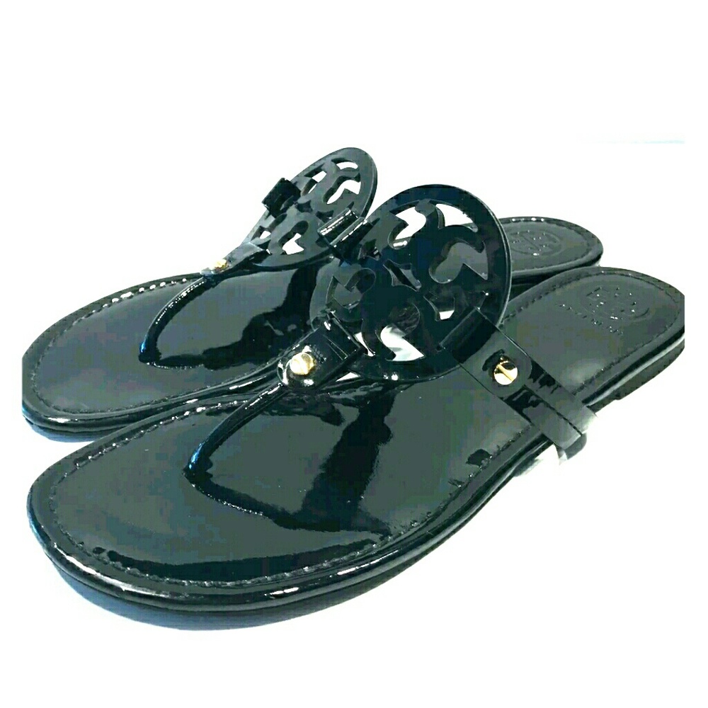 Tory Burch Miller Black Patent Leather Sandals