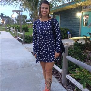 Roxy Navy & White Polka Dot Dress Size M