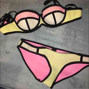 Pink and Yellow Triangl Bathing Suit