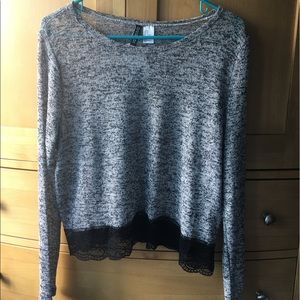 H&M crop lace trim sweater