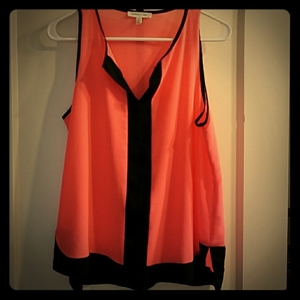 Black and pink chiffon tank