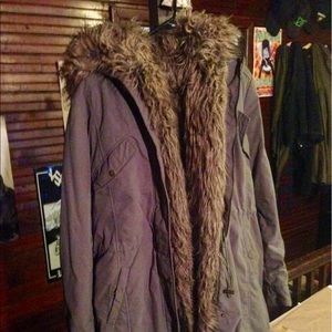 Members Only Army Green Fur Lined Parka