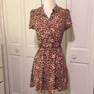Topshop leopard mini dress button down
