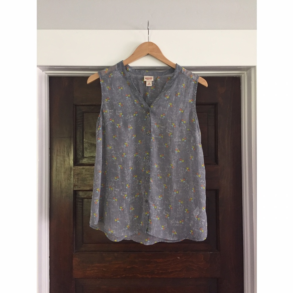 Mossimo Grey Geometric Blouse