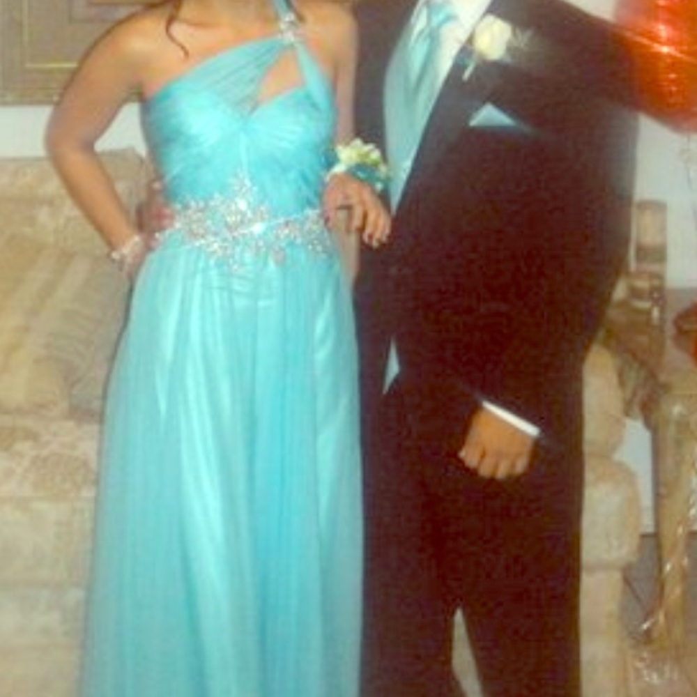 sherri hill aqua dress