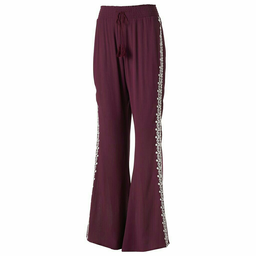 Embroidered wide leg festavel pants