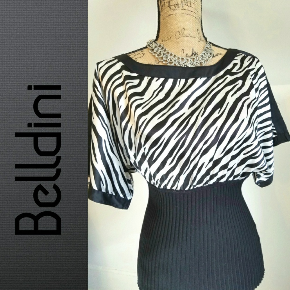 Belldini Zebra 3/4 Sleeve Blouse