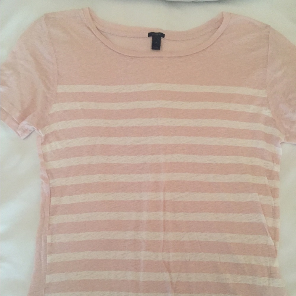 J.CREW PINK AND WHITE STRIPED LINEN TOP!!