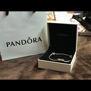 Pandora Silver Bracelet with Heart Shaped Clasp
