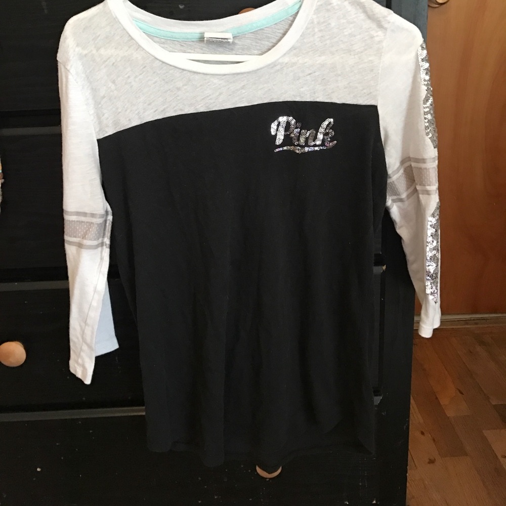 PINK Victoria's Secret sequin 3/4 sleeve top