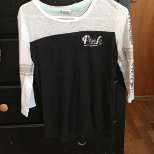PINK Victoria's Secret sequin 3/4 sleeve top