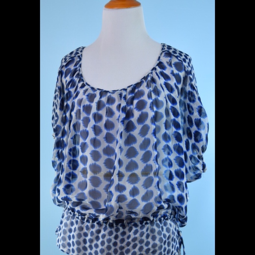 ZARA blue white kimono sheer top Medium
