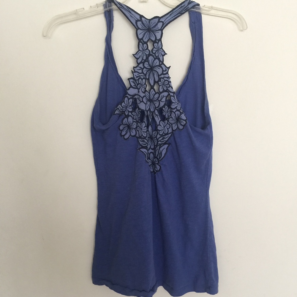 Purple/Blue Racer Back Tank Top with Flower back