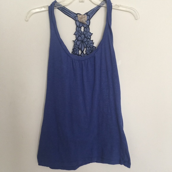 Purple/Blue Racer Back Tank Top with Flower back - Picture 2 of 3
