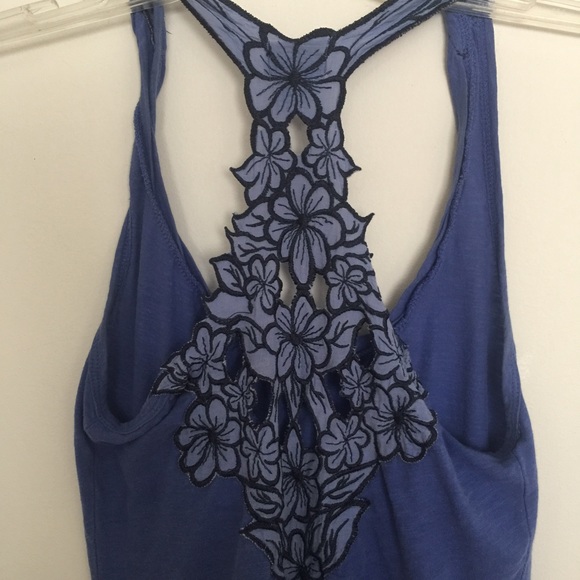 Purple/Blue Racer Back Tank Top with Flower back - Picture 3 of 3