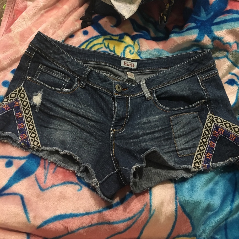 Tribal Side Stitched Jean Shorts
