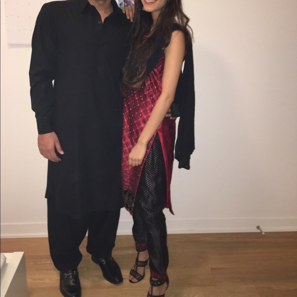 Red and Black Shalwar Kameez