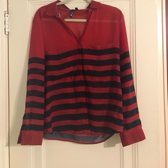 Sperry Tops - NWOT Red and Navy Striped Sperry Button Down