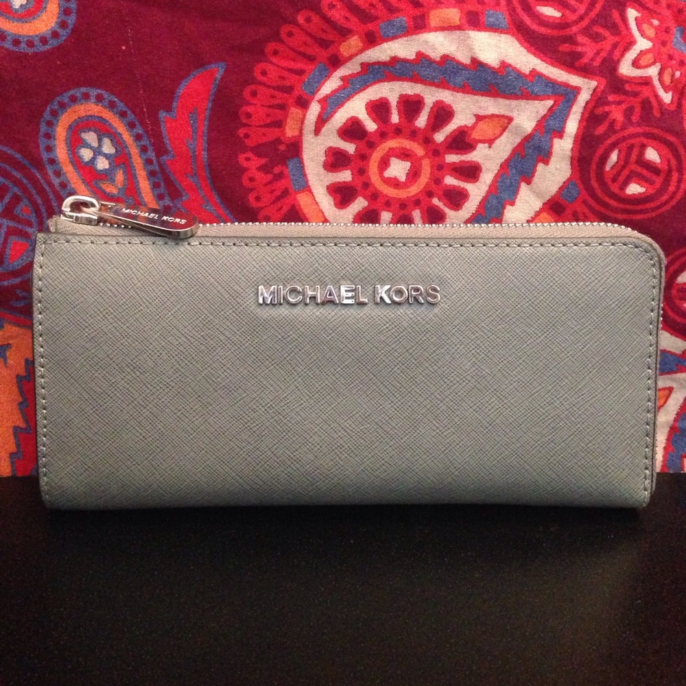 Michael Kors Grey Saffiano Leather Wallet