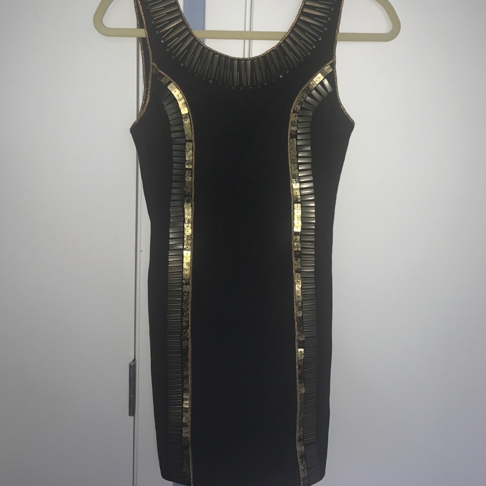 Black dress with gold design