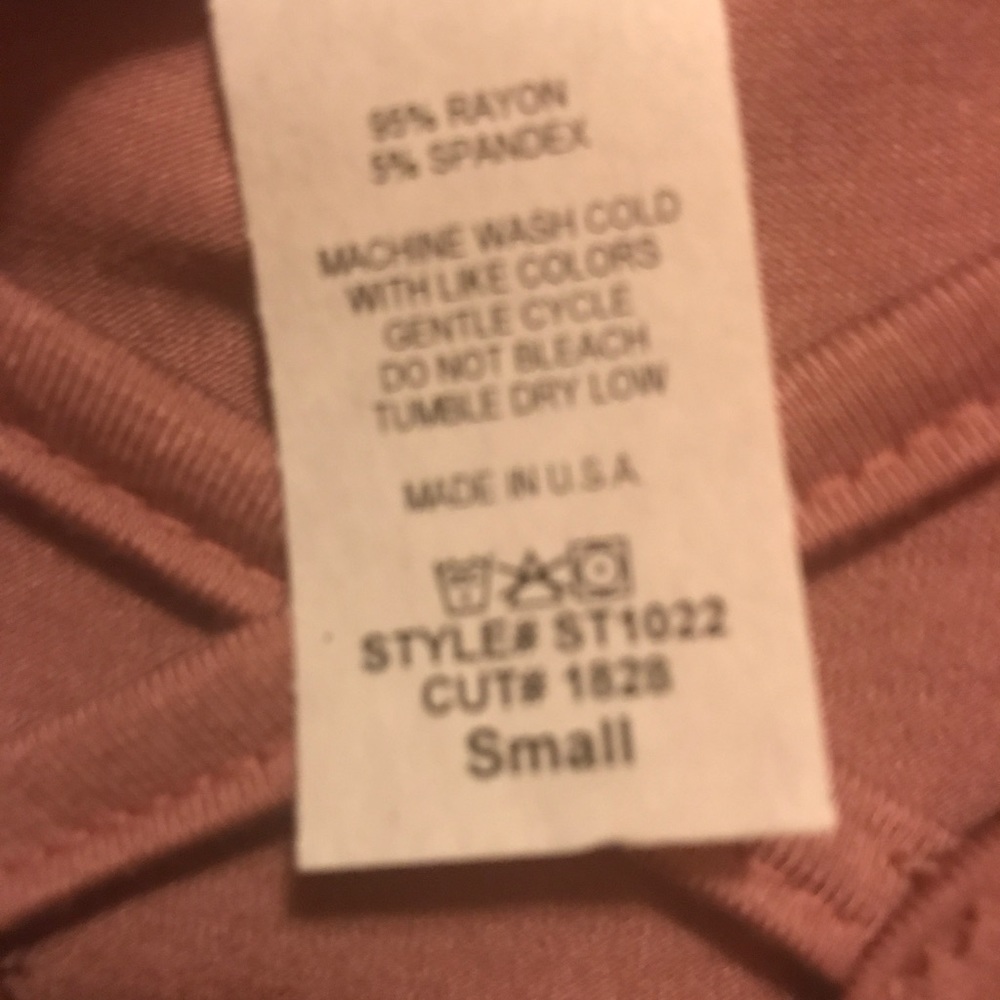 Dusty Rose Blush Criss Cross Ruffle Tunic Top SM - Picture 5 of 5