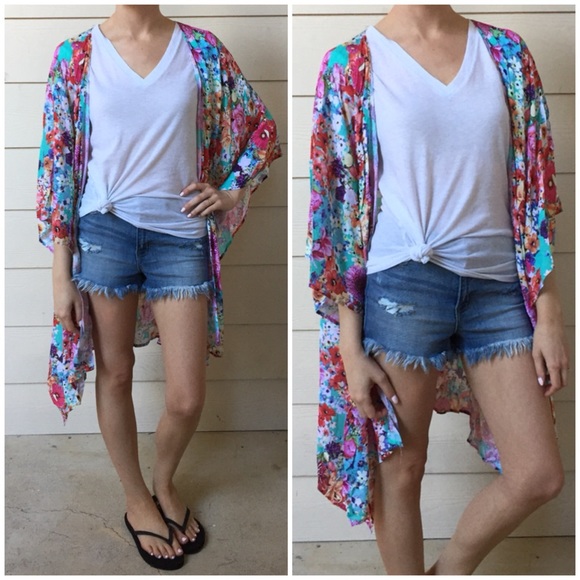Tops - LAST ITEM▫Mint Floral Kimono