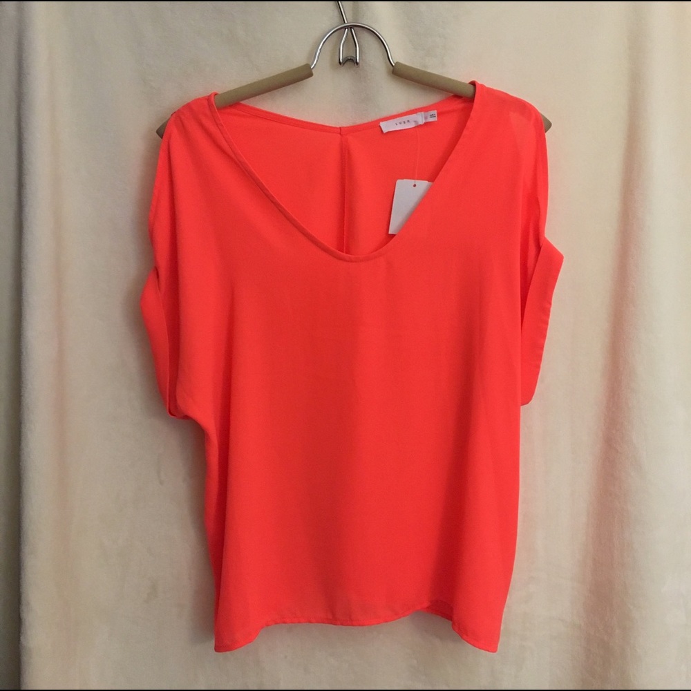 Orange Shoulder Cut Out Top