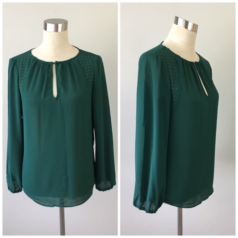 Forest Green Semi-Sheer Blouse